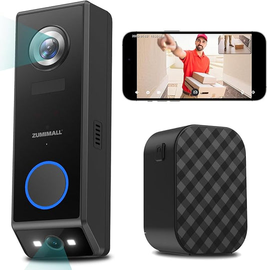 ZUMIMALL 2.4G WiFi Dual Lens Video Doorbell Camera with Chime-P10【Worldwide sales】