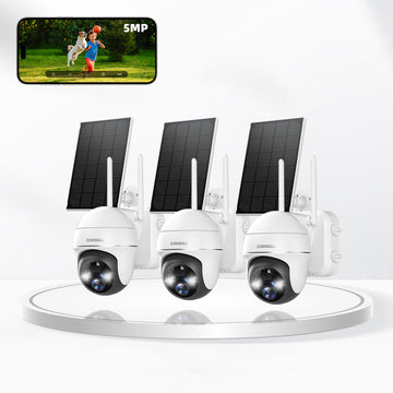 🔥PRIME DAY DEAL-5MP 360°PTZ Solar Panel Security Camera System-GX2K-5MP(3-Cam)